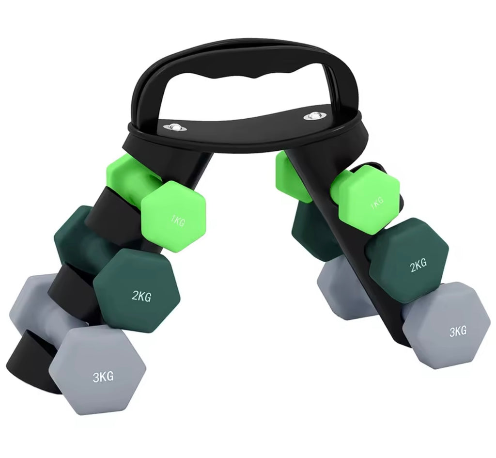 Dumbbells Set with Storage Rack, 2 x 1kg, 2 x 2kg, 2 x 3kg