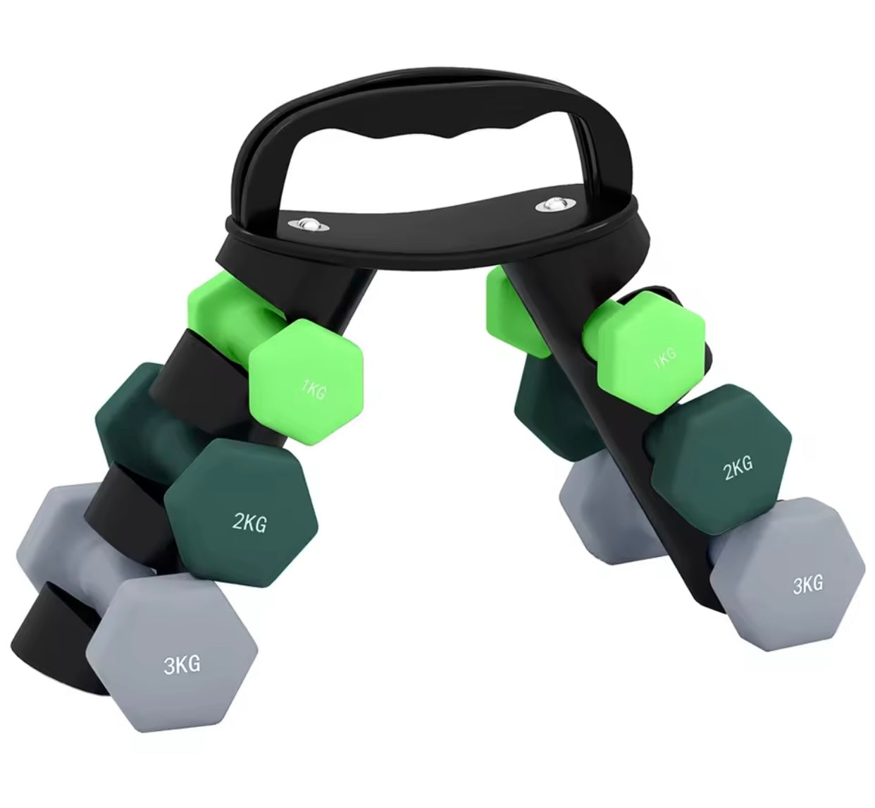 Dumbbells Set with Storage Rack, 2 x 1kg, 2 x 2kg, 2 x 3kg