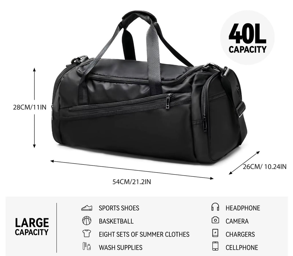 Gym Bag Duffel Bag with Shoes Compartment for Men/Women 40L