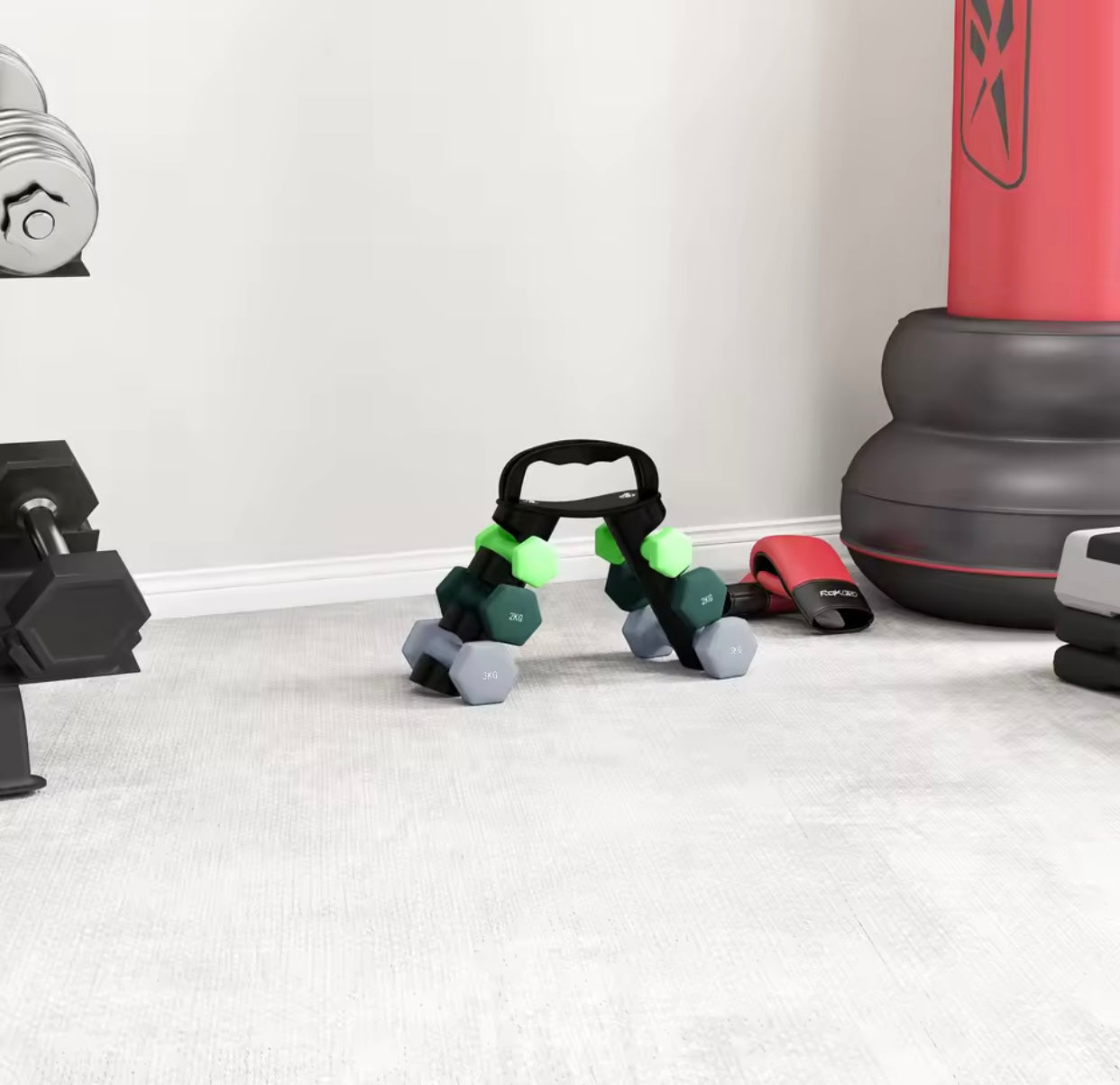 Dumbbells Set with Storage Rack, 2 x 1kg, 2 x 2kg, 2 x 3kg