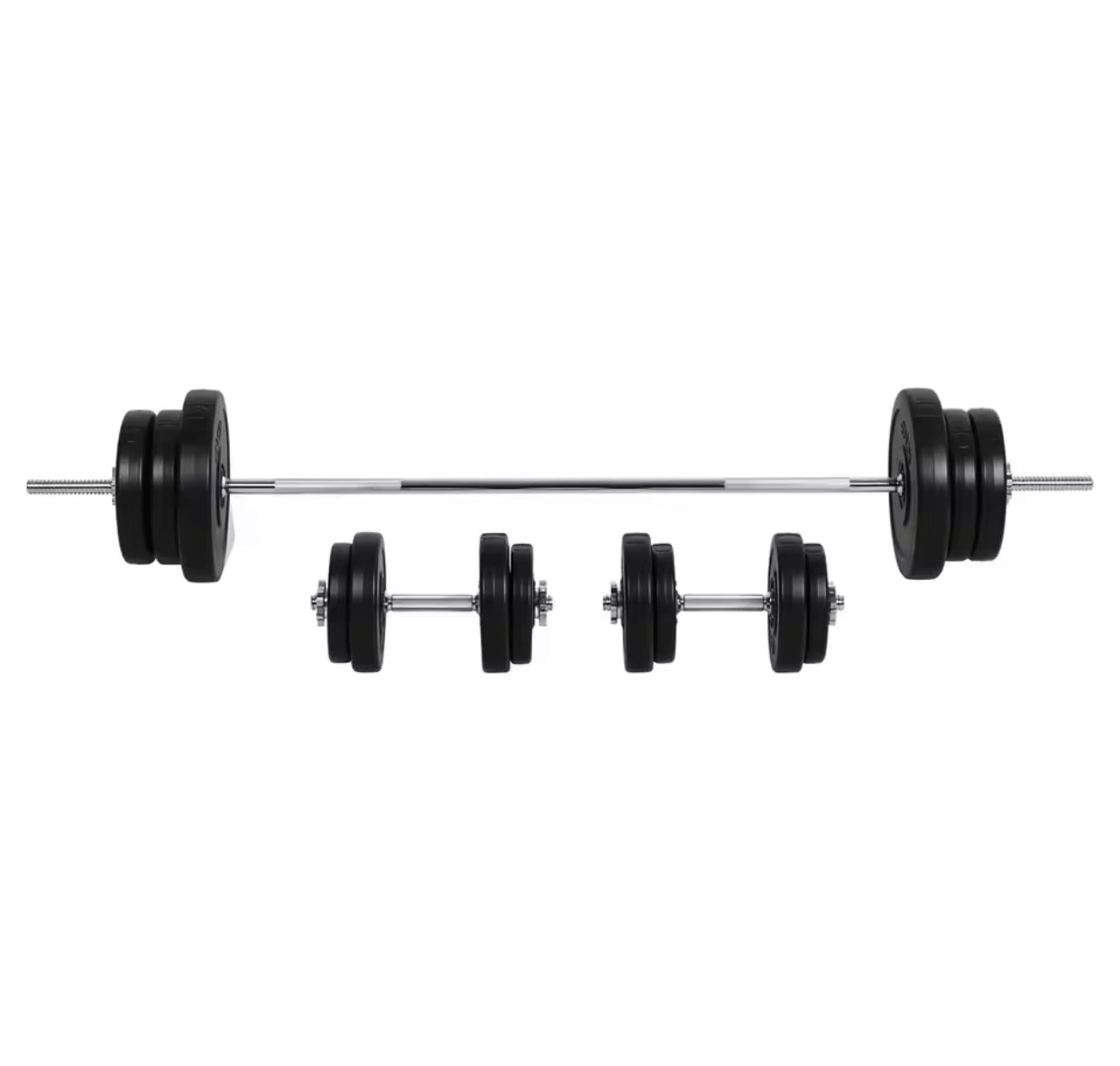 65kg Adjustable Barbell Weights Set, 2-in-1 Dumbbells and Barbell
