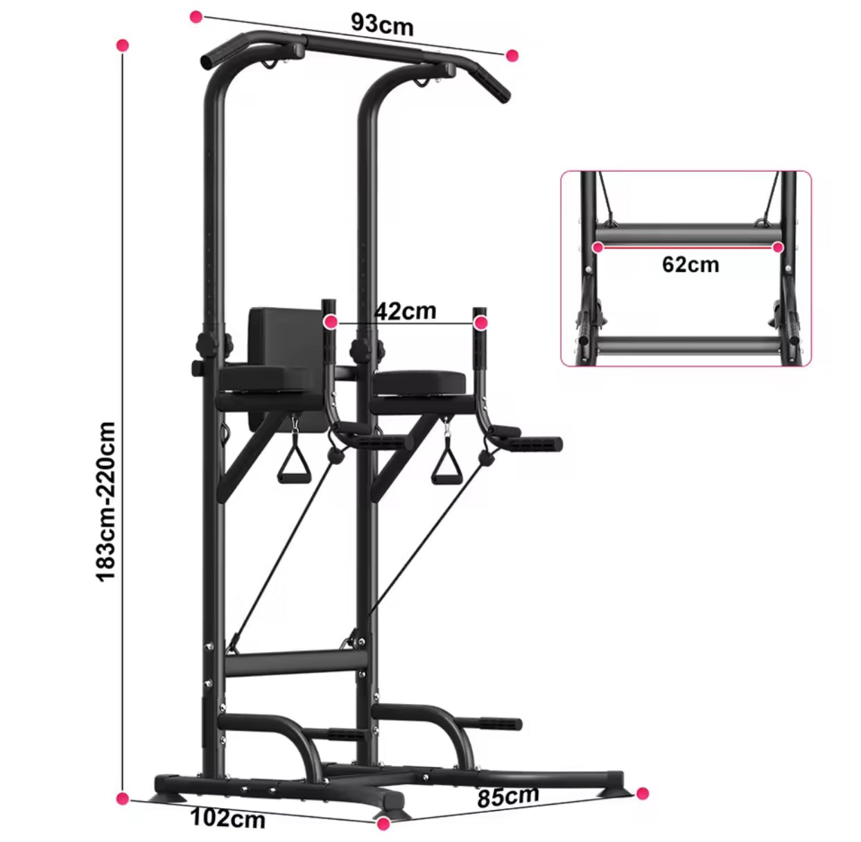 Tower Station Pull Up Bar - Adjustable Multi-Function